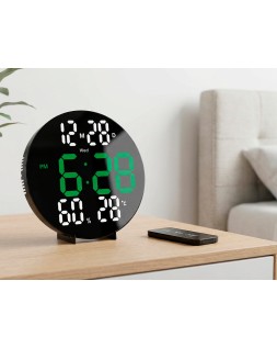 Reloj q-connect digital de pared digital con alarma redondo 27 cm