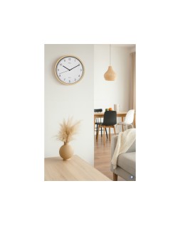 Reloj maul grain de pared redondo 30 cm diametro cuarzo marco madera natural clara