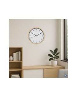 Reloj maul grain de pared redondo 30 cm diametro cuarzo marco madera natural clara