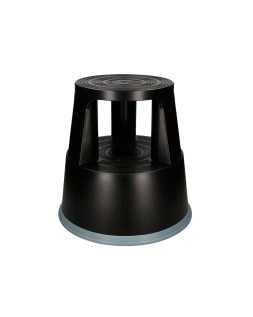 Taburete q-connect ruedas retractiles tres ruedas dos niveles color negro