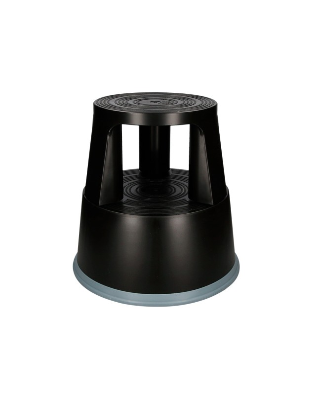 Taburete q-connect ruedas retractiles tres ruedas dos niveles color negro