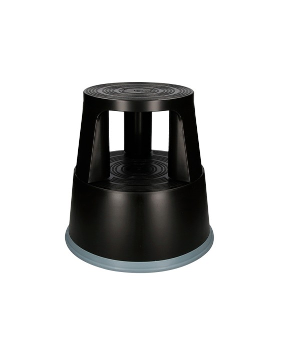 Taburete q-connect ruedas retractiles tres ruedas dos niveles color negro