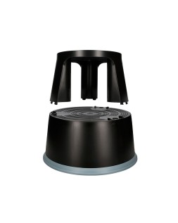 Taburete q-connect ruedas retractiles tres ruedas dos niveles color negro