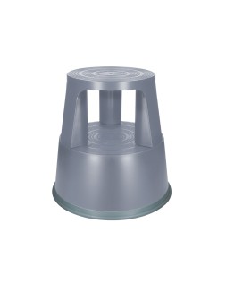 Taburete q-connect ruedas retractiles tres ruedas dos niveles color gris