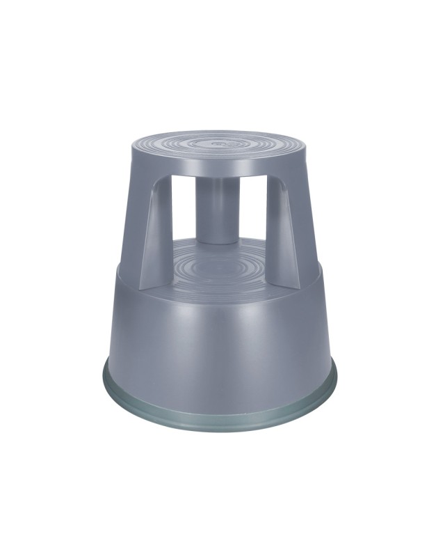 Taburete q-connect ruedas retractiles tres ruedas dos niveles color gris