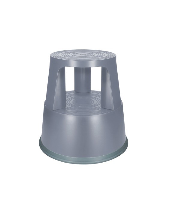 Taburete q-connect ruedas retractiles tres ruedas dos niveles color gris