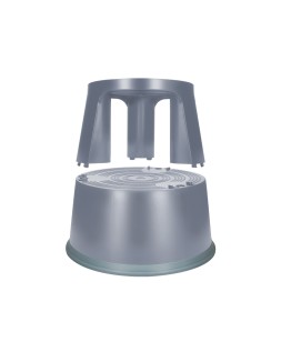 Taburete q-connect ruedas retractiles tres ruedas dos niveles color gris