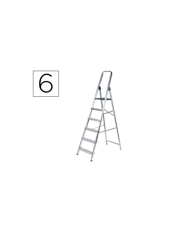 Escalera q-connect de aluminio 6 peldaños 1203x510x1895 mm peso maximo 150 kg en-131