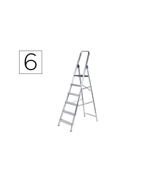 Escalera q-connect de aluminio 6 peldaños 1203x510x1895 mm peso maximo 150 kg en-131