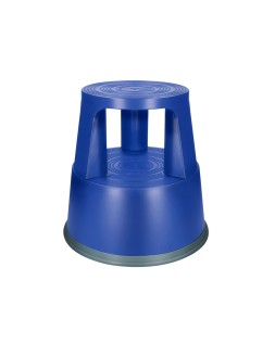 Taburete q-connect ruedas retractiles tres ruedas dos niveles color azul