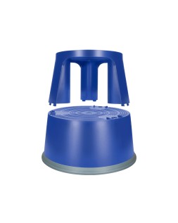 Taburete q-connect ruedas retractiles tres ruedas dos niveles color azul
