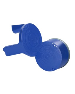 Taburete q-connect ruedas retractiles tres ruedas dos niveles color azul
