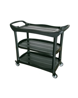 Carro de servicio multifuncional q-connect 3 estantes plastico 1115x524x940 mm
