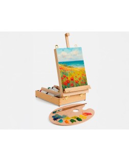 Caballete pintor de sobremesa liderpapel madera de haya barnizado con maletin 39x26x13cm certificado fsc