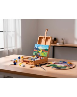 Caballete pintor de sobremesa liderpapel madera de haya barnizado con maletin 39x26x13cm certificado fsc