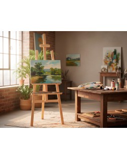 Caballete de pie pintor liderpapel madera de pino barnizado 58,5x175x75 cm certificado fsc