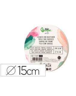 Bastidor redondo liderpapel lienzo grapado parte trasera algodon 100% borde madera 15 cm gramaje 280g/m2