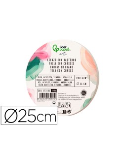 Bastidor redondo liderpapel lienzo grapado parte trasera algodon 100% borde madera 25 cm gramaje 280g/m2