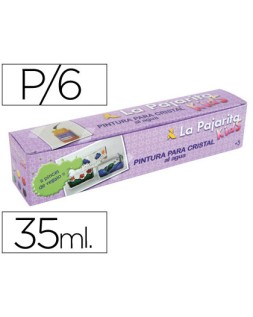 Pintura laca cristal la pajarita kids 35 ml caja de 6 unidades colores surtidos + pincel