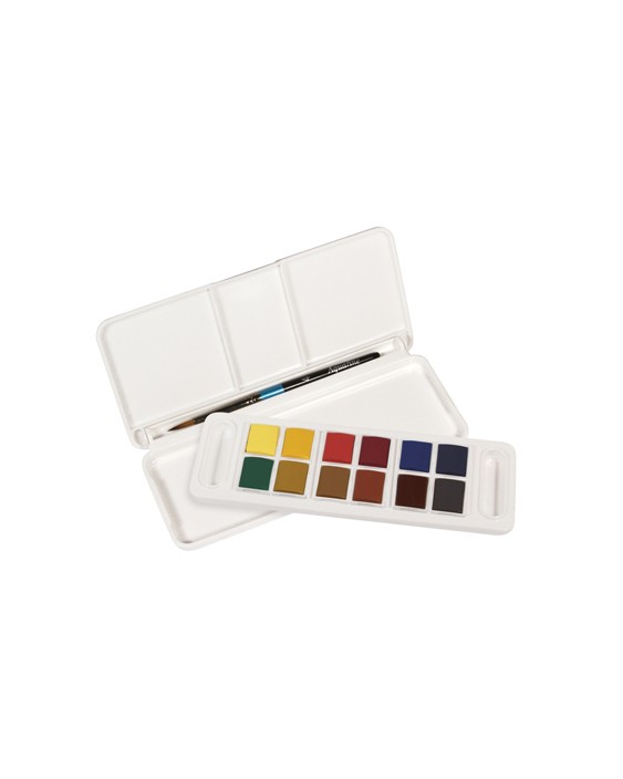 Acuarela daler rowney aquafine travel set con pincel caja de 12 colores surtidos