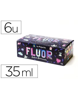 Pintura acrilica la pajarita fluorescente 35 ml caja de 6 unidades colores surtidos