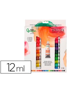 Pintura acrilica liderpapel caja de 24 tubos de aluminio de 12 ml colores surtidos