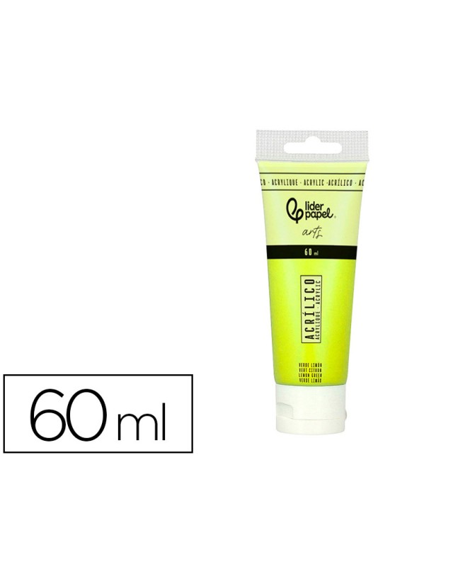Pintura acrilica liderpapel tubo de plastico de 60 ml color verde limon