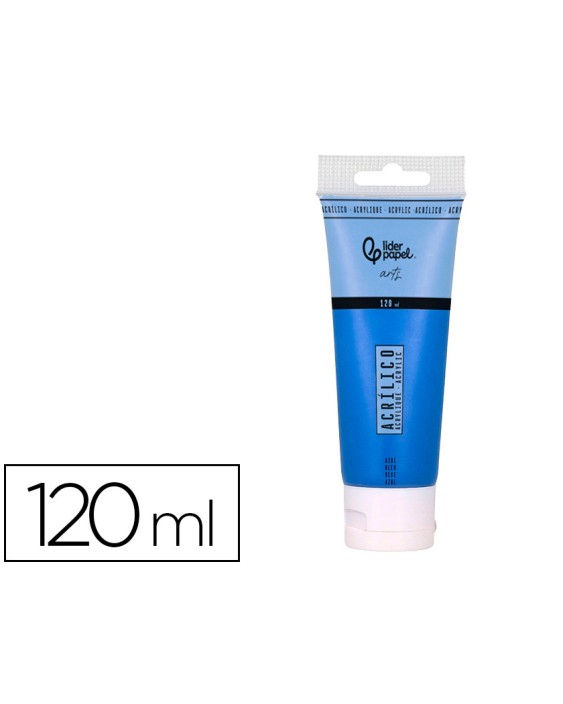 Pintura acrilica liderpapel tubo de plastico de 120 ml color azul