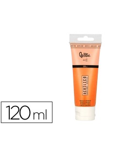 Pintura acrilica liderpapel tubo de plastico de 120 ml color naranja permanente