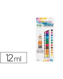 Pintura de acuarela liderpapel caja de 12 tubos de aluminio de 12 ml colores surtidos