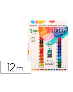 Pintura de acuarela liderpapel caja de 24 tubos de aluminio de 12 ml colores surtidos