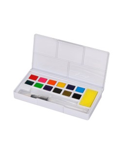 Acuarela liderpapel 12 colores con pincel de agua rellenable y esponja estuche de plastico