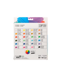 Tempera gouache liderpapel caja de 24 tubos de aluminio de 12 ml colores surtidos