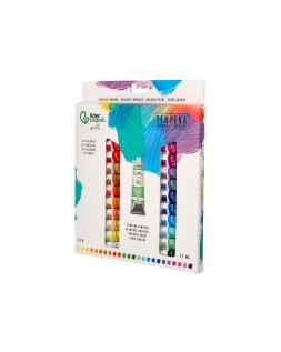Tempera gouache liderpapel caja de 24 tubos de aluminio de 12 ml colores surtidos