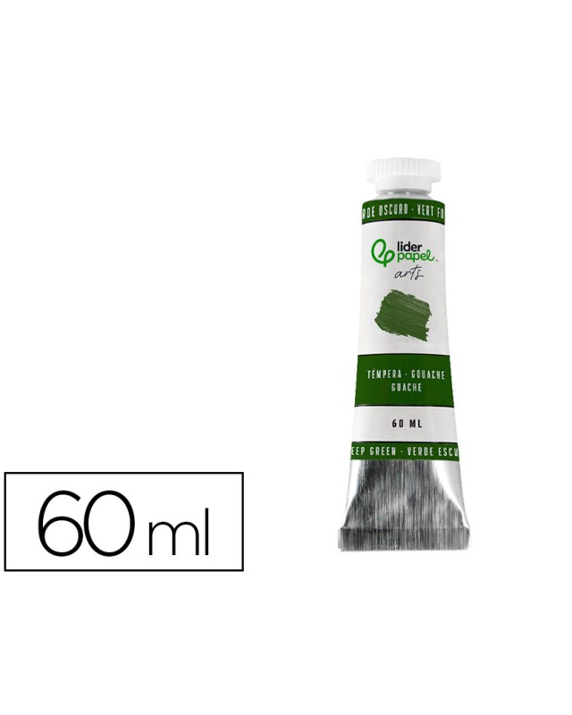 Tempera gouache liderpapel tubo de aluminio de 60 ml color verde oscuro