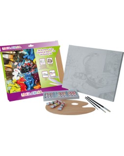 Set pintura al oleo liderpapel contiene 1 lienzo imprimacion 30x40cm 1 paleta madera 3 brochas tubos 12x12ml oleo