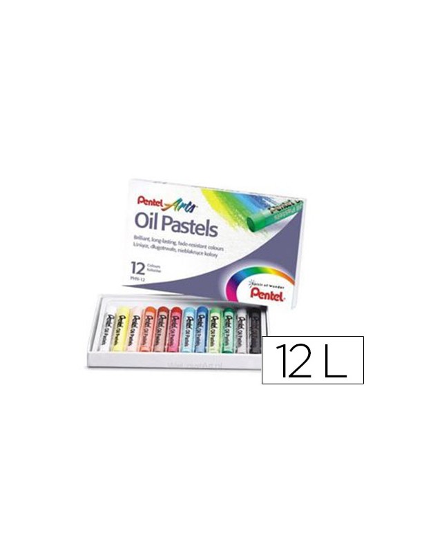 Lapices pentel oil pastel caja de 12 colores surtidos