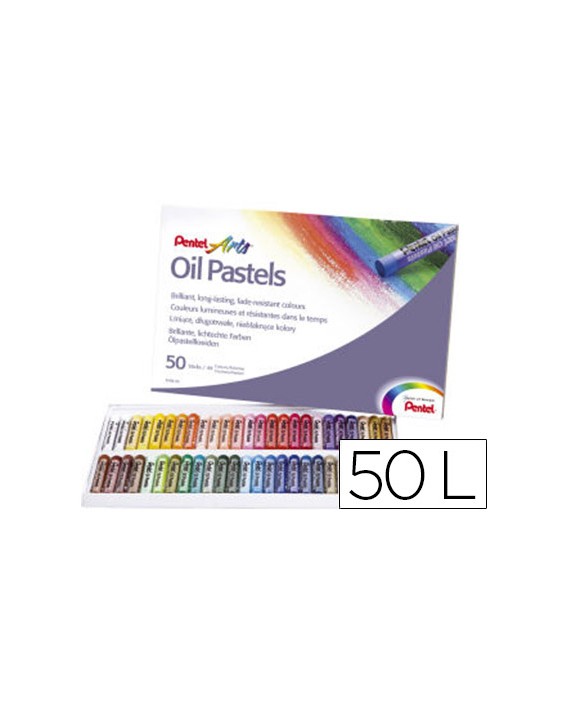 Lapices pentel oil pastel caja de 50 colores surtidos