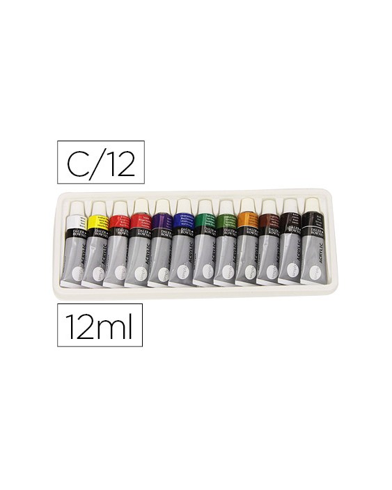 Pintura acrilica daler rowney simply caja de 12 colores surtidos tubo de 12 ml