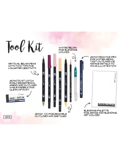Set watercoloring tombow floral 9 piezas