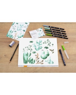 Set watercoloring tombow greenery 9 piezas