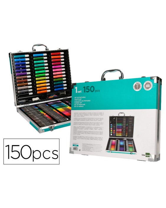 Estuche de pintura liderpapel aluminio 150 piezas maletin 37,8x29,7x4,6 cm