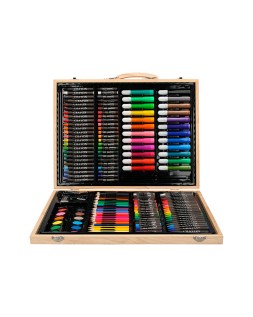 Estuche de pintura liderpapel madera 168 piezas maletin 39,3x30x4,8 cm