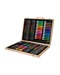 Estuche de pintura liderpapel madera 168 piezas maletin 39,3x30x4,8 cm