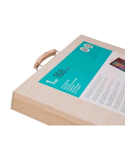 Estuche de pintura liderpapel madera 168 piezas maletin 39,3x30x4,8 cm