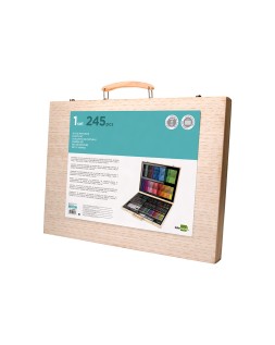 Estuche de pintura liderpapel madera 245 piezas maletin 49x36,6x4,5 cm