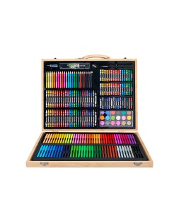 Estuche de pintura liderpapel madera 245 piezas maletin 49x36,6x4,5 cm