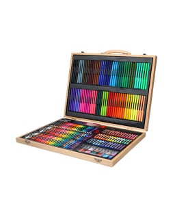 Estuche de pintura liderpapel madera 245 piezas maletin 49x36,6x4,5 cm