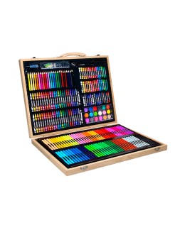 Estuche de pintura liderpapel madera 245 piezas maletin 49x36,6x4,5 cm