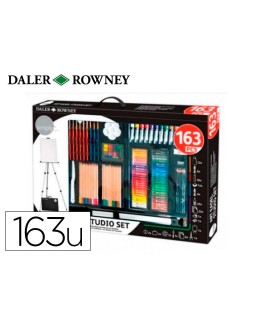 Set de pinturas daler rowney 163 piezas con caballete de aluminio plegable 500x70x727 mm